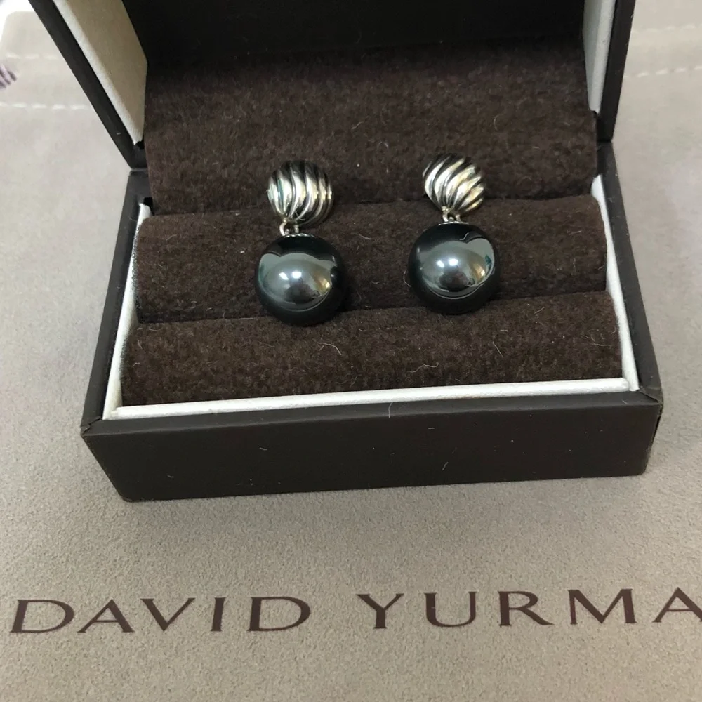 🔴Authentic DAVID YURMAN Vintage Hematite Drop Earrings 🔴♥️ - Picture 3 of 11